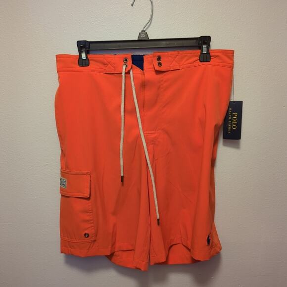 NWT Polo Ralph Lauren classic Swim Trunks Orange trunks Mesh Lined Sz small